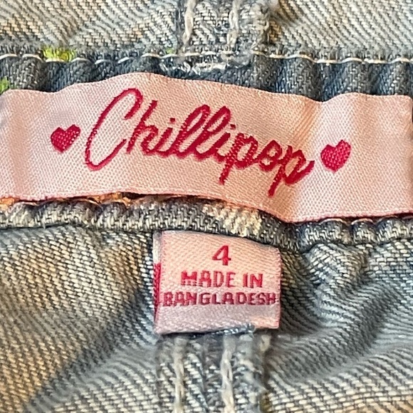 ChilliPop Denim Skirt Overall Paint Splatter Girl’s Size 4 - Picture 9 of 9